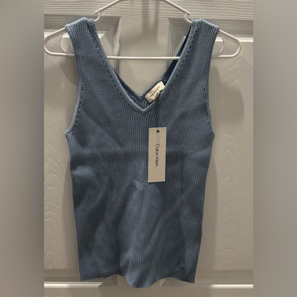 NWT Calvin Klein Light Blue Ribbed Tank Top